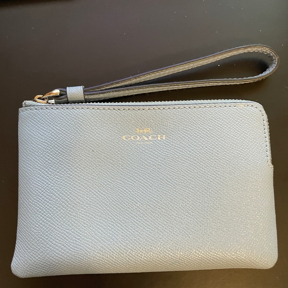 COACH Corner Zip Wristlet - Light Blue (Very Good condition)